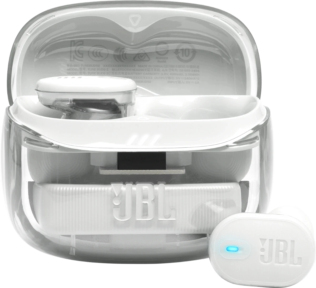 Гарнитура внутриканальные JBL Tune Buds 2 Ghost белый беспроводные bluetooth в ушной раковине (JBLTBUDS2GWHT)
