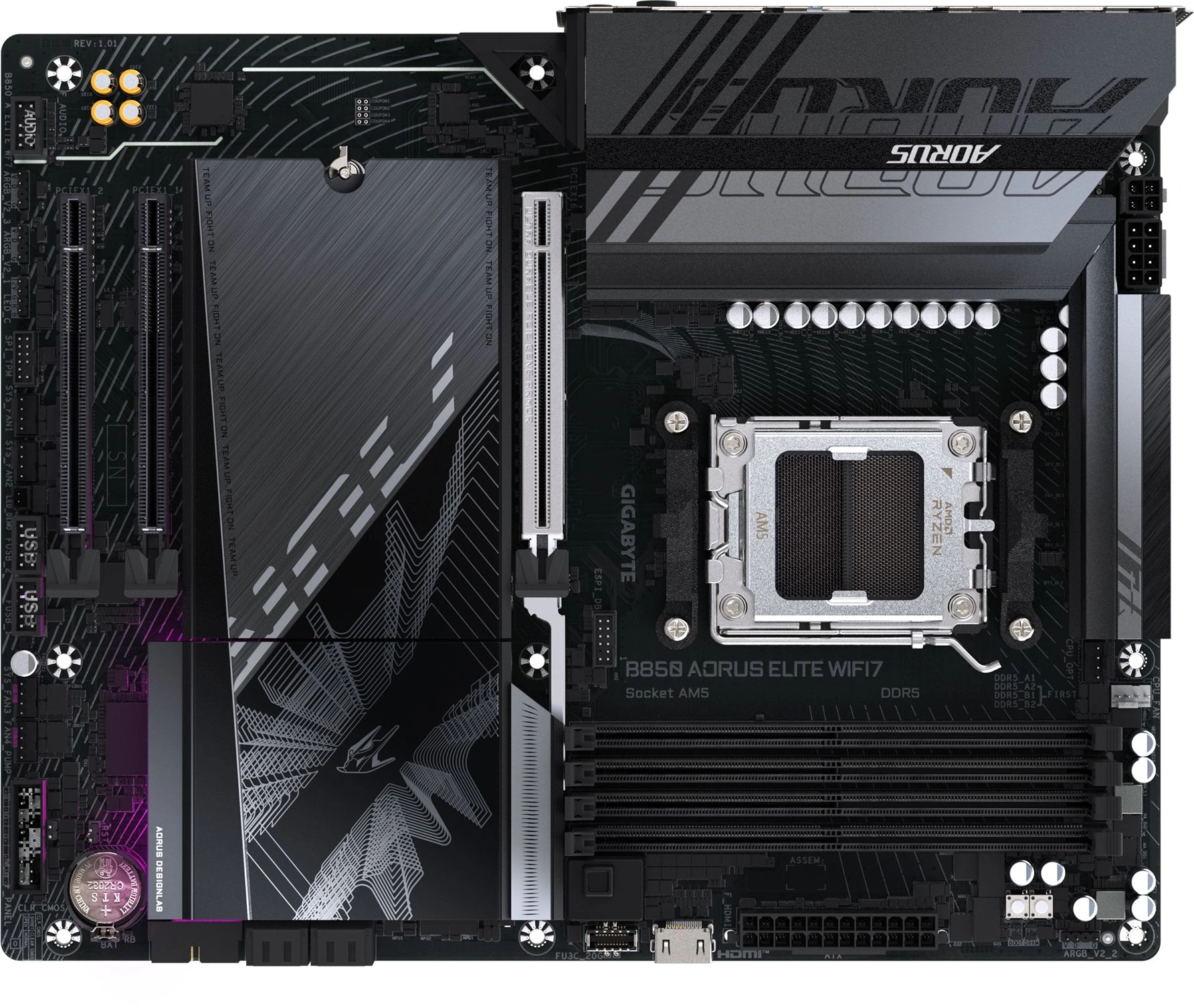 Материнская плата Gigabyte B850 AORUS ELITE WIFI7 Socket AM5 AMD B850 4xDDR5 ATX AC`97 8ch(7.1) 2.5Gg RAID+DP