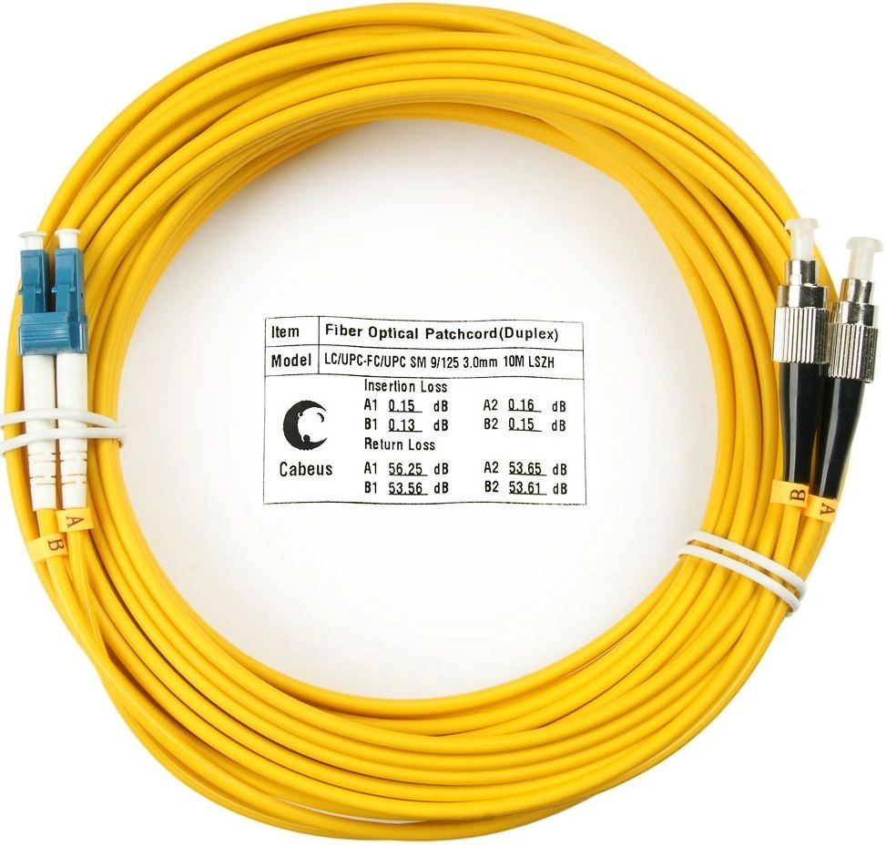 Патч-корд Cabeus FOP(D)-9-LC-FC-20M 2x9/125 OS2 LC дуплекс-FC дуплекс 20м LSZH желтый