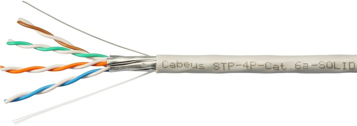 Кабель Cabeus STP-4P-CAT.6A-SOLID-IN-PVC кат.6A U/FTP 4 пары PVC внутренний 305м серый