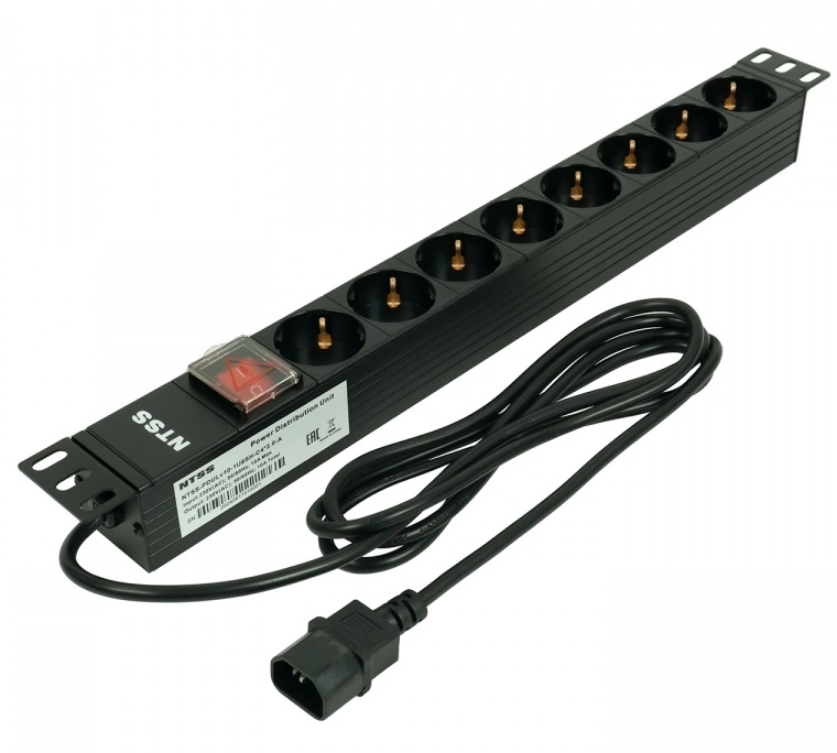 Блок распределения питания NTSS NTSS-PDU-DA1017 гор.размещ. 8xSchuko базовые 10A C14 2м