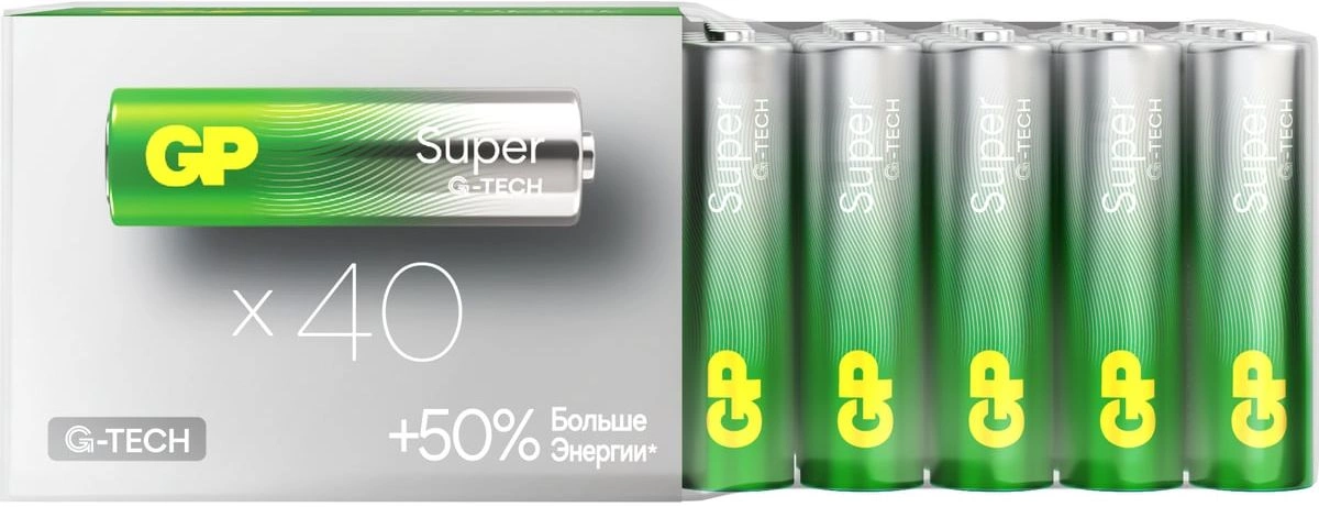 Батарея GP Super Alkaline 15AA21-2CRSWC40 AA (40шт) коробка