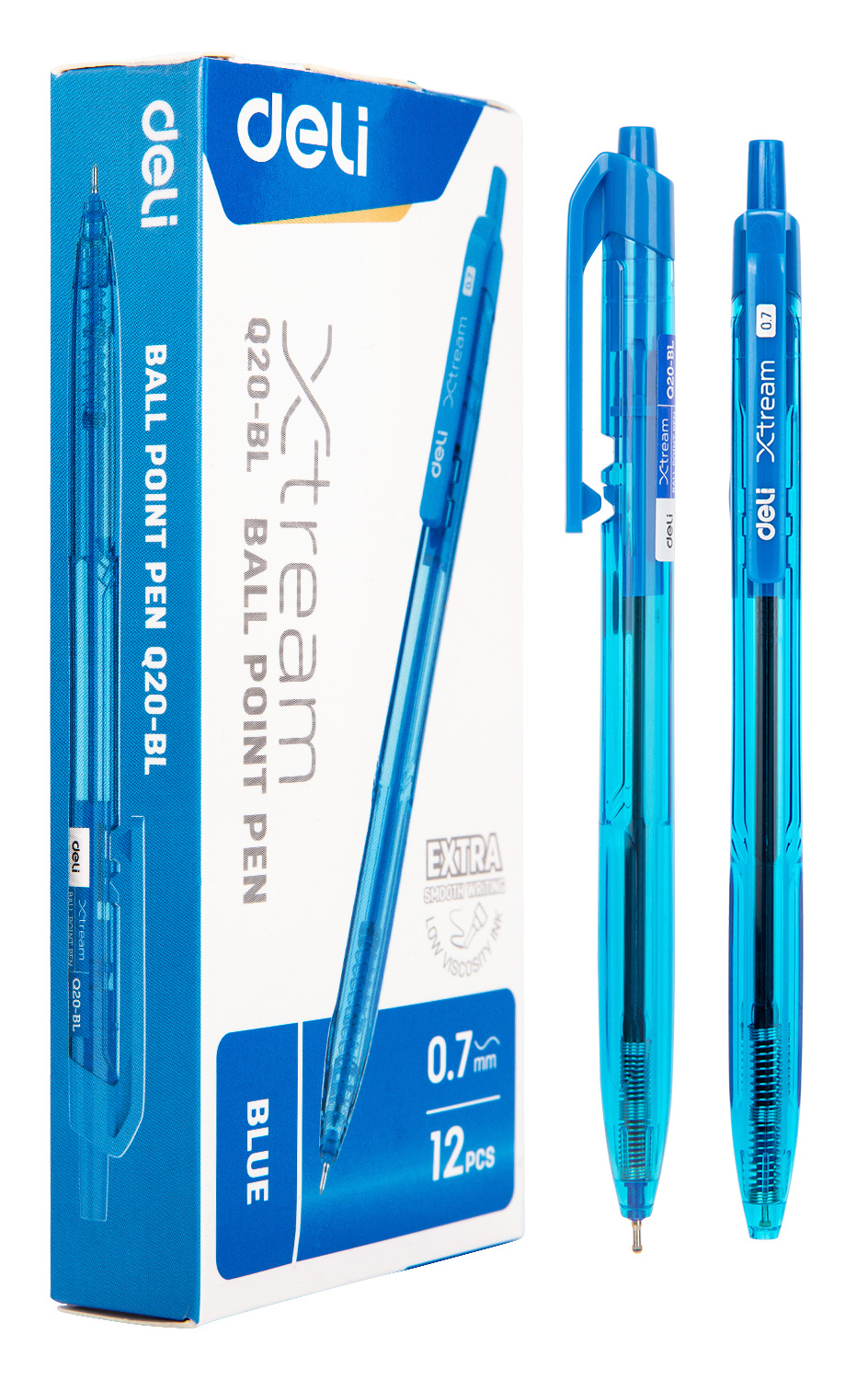 Ручка шариков. автоматическая Deli X-tream EQ20-BL синий/прозрачный d=0.7мм син. черн. (1шт)