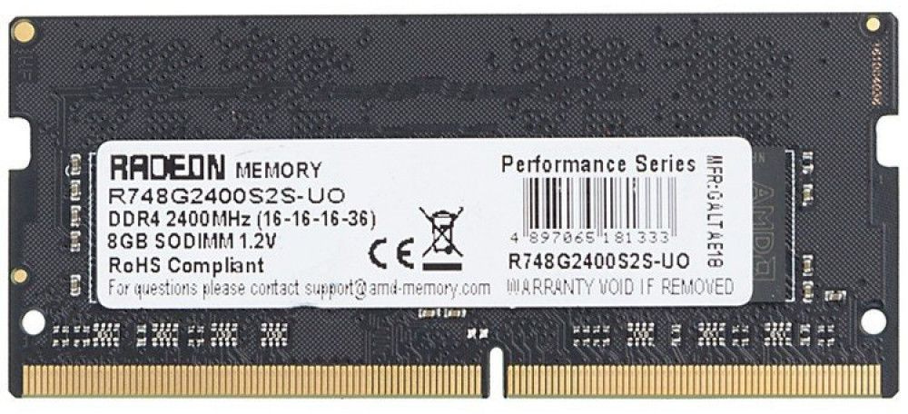 Память DDR4 8GB 2400MHz AMD R748G2400S2S-U Radeon R7 Performance Series RTL PC4-19200 CL16 SO-DIMM 260-pin 1.2В Ret