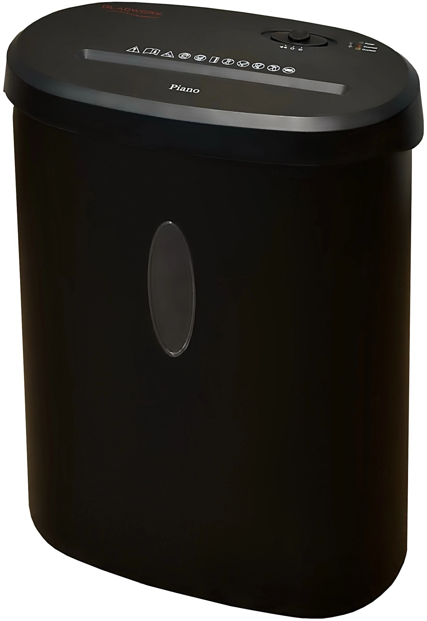 Шредер Gladwork Piano 10M черный (секр.P-5) фрагменты 10лист. 21лтр. скрепки скобы пл.карты