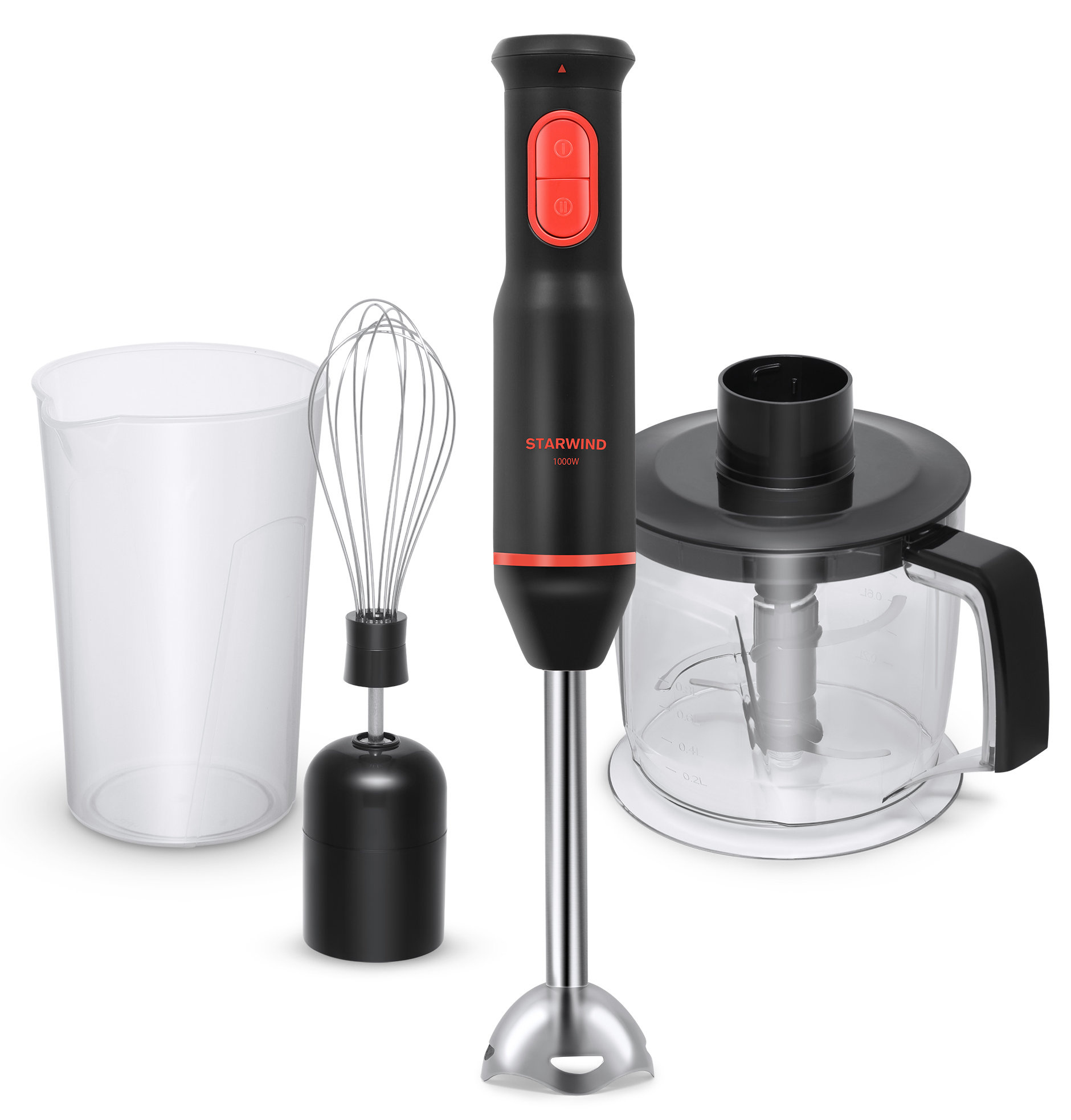 Блендер погружной Starwind SBP2300b 1000Вт красный/черный