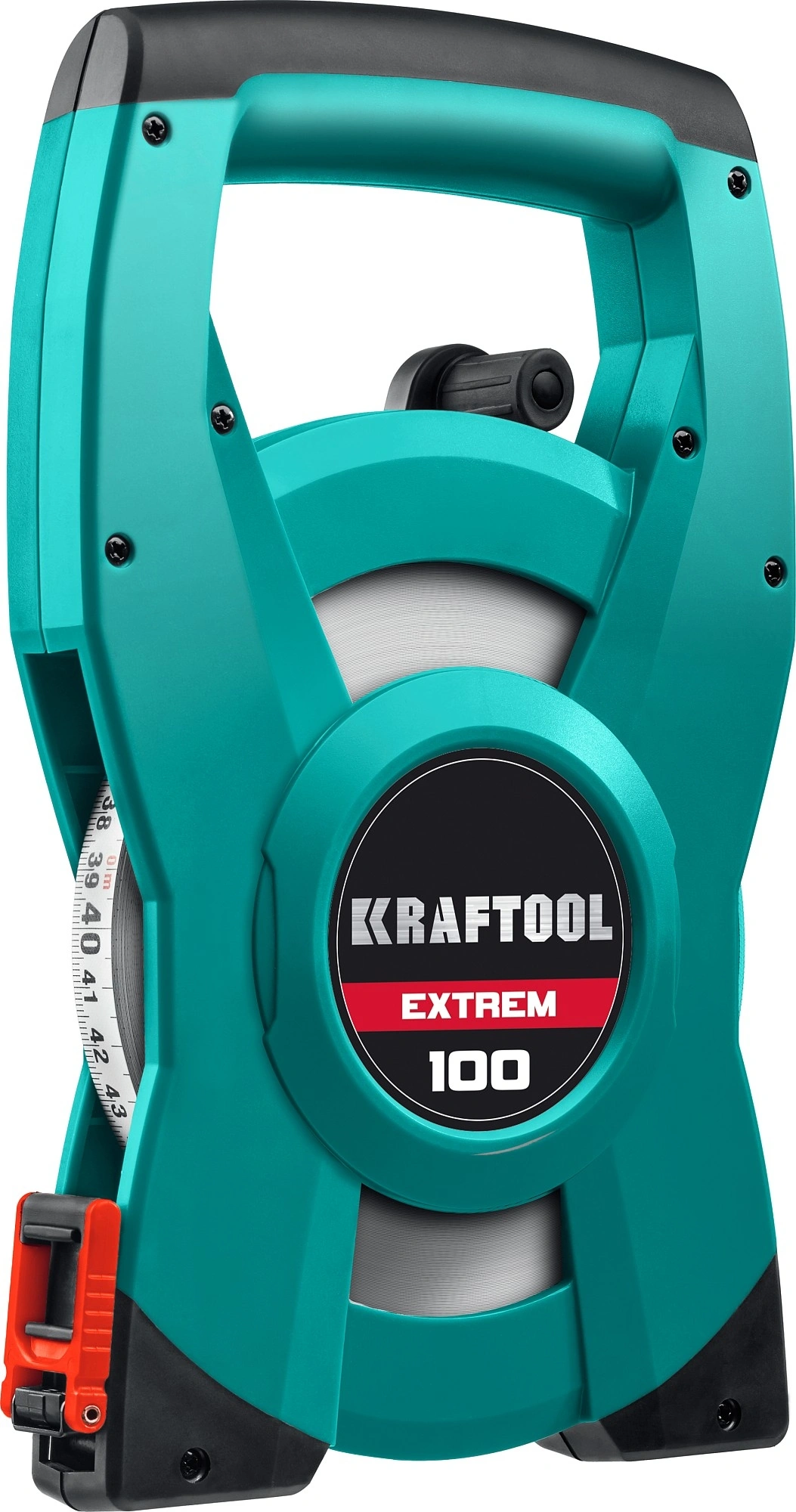 Лента мерная геодезическая Kraftool 34185-100 дл.полотна 100м изм.шкала в см зацеп простой зеленый