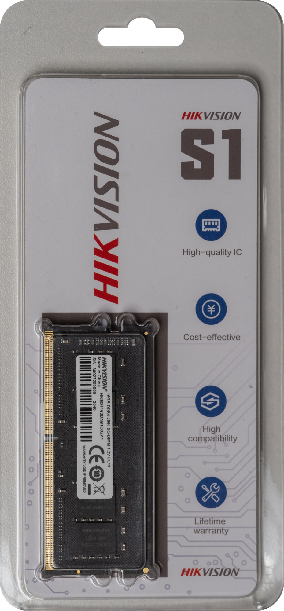 Память DDR4 16GB 2666MHz Hikvision HKED4162DAB1D0ZA1 16G RTL PC4-21300 CL19 SO-DIMM 260-pin 1.2В Ret