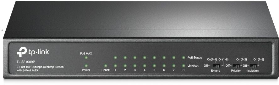 Коммутатор TP-Link TL-SF1009P 9x100Мбит/с 8PoE+ 65W неуправляемый
