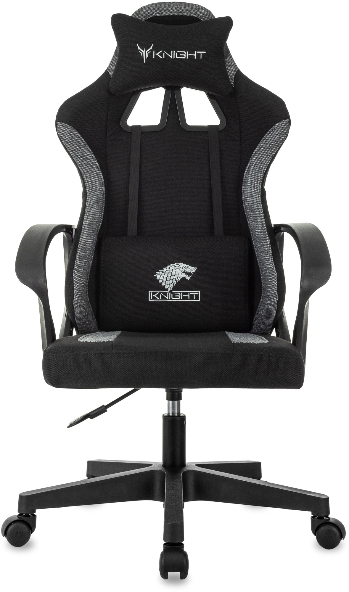 Кресло игровое Knight Optimum черный/серый с подголов. крестов. пластик