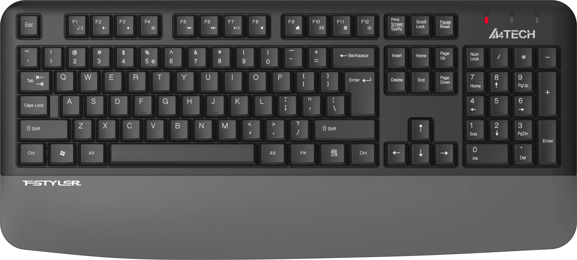 Клавиатура A4Tech FGK20 серый USB беспроводная Multimedia (подставка для запястий)