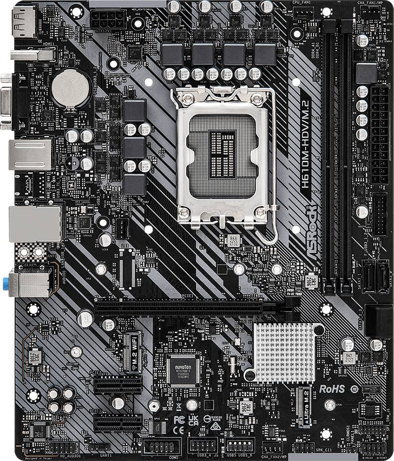 Материнская плата Asrock H610M-H2/M.2 D5 Soc-1700 Intel H610 2xDDR5 mATX AC`97 8ch(7.1) GbLAN+HDMI