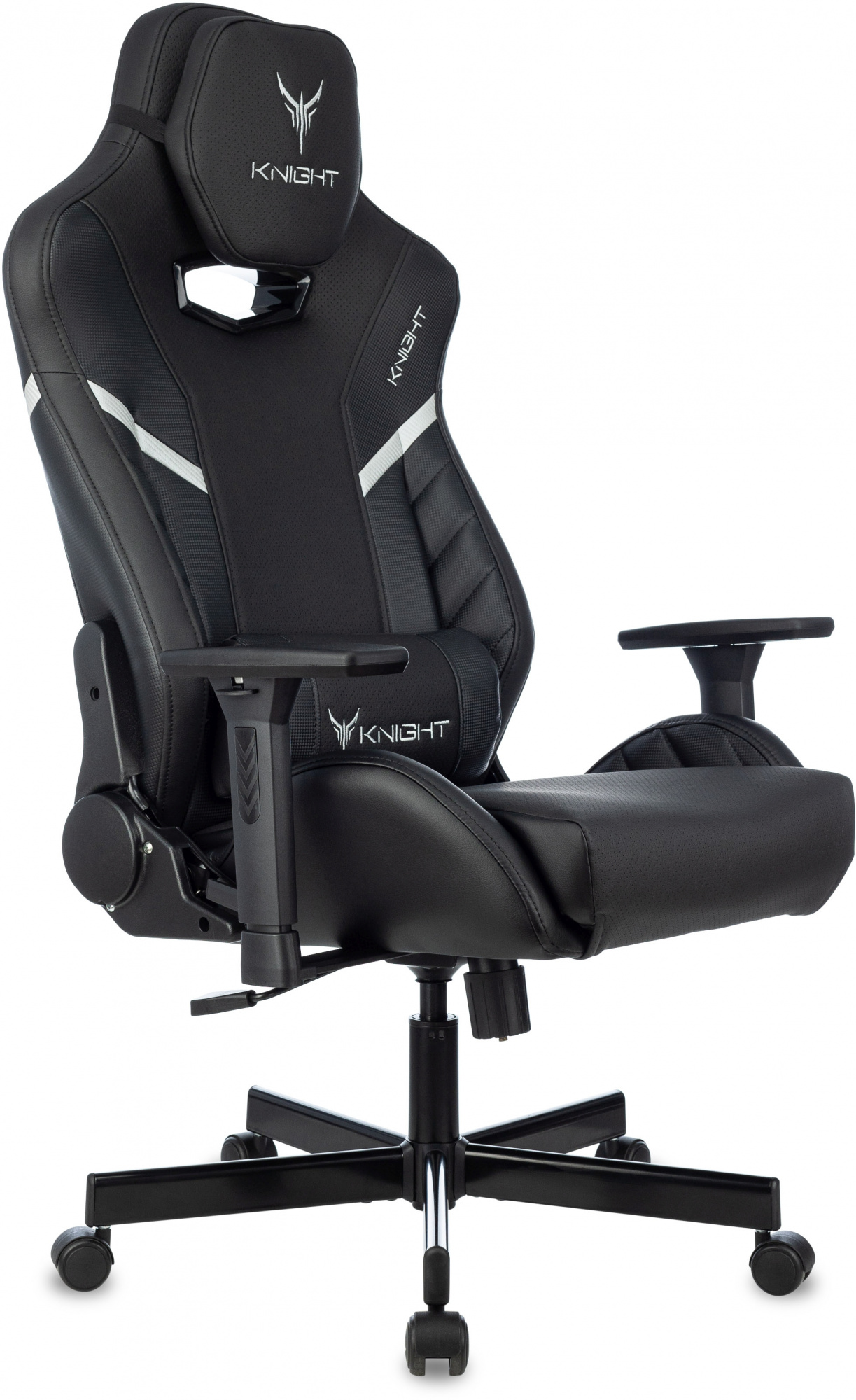 Кресло игровое Knight Thunder 5X черный экокожа крестов. металл