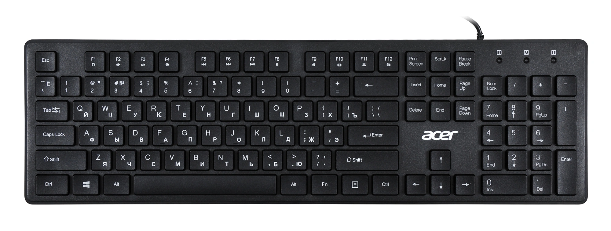 Клавиатура Acer OKW020 черный USB slim Multimedia (ZL.KBDEE.001) кабель 1.5м