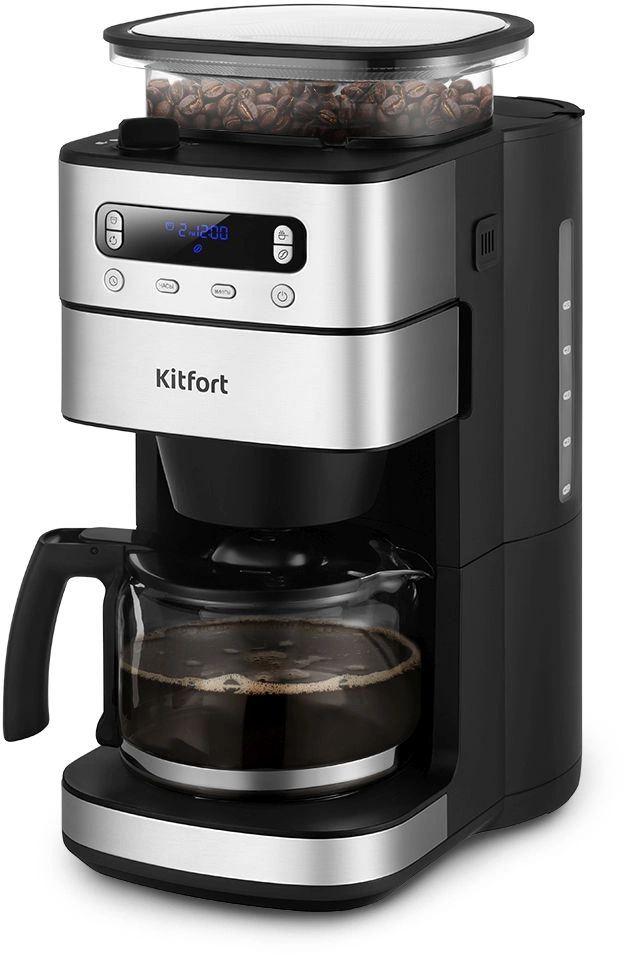 Кофеварка капельная Kitfort КТ-7366 1000Вт нержавеющая сталь/черный