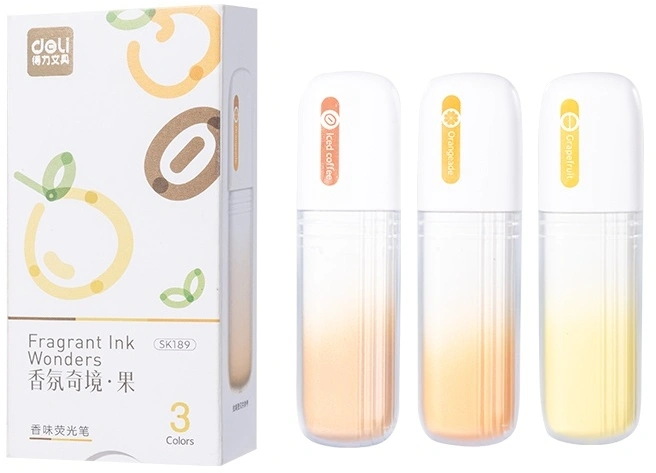 Набор текстовыделителей Deli SK189 скошенный пиш. наконечник 3цв. ассорти коробка картонная (3шт.)