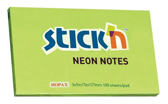 Блок самоклеящийся бумажный Stick`n 21171 76x127мм 100лист. 70г/м2 неон зеленый