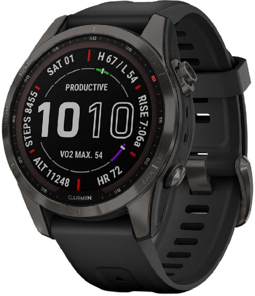 Смарт-часы Garmin Fenix 7S Sapphire Solar 40мм 1.2" корп.черный рем.черный (010-02539-25)