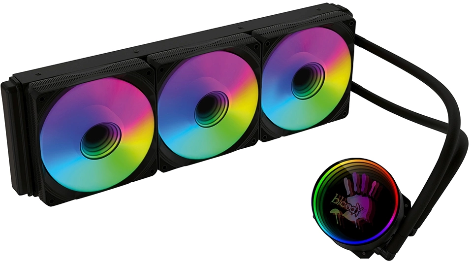 Система водяного охлаждения Bloody BD-LC360ARGB1 ARGB Soc-AM5/AM4/1200/1700/1851 черный 4-pin 22-35dB Al+Cu 300W 1500gr Ret (BD-LC360ARGB1-BK)