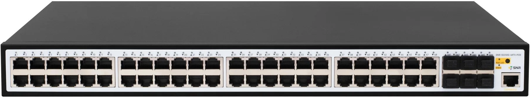 Коммутатор SNR SNR-S5310G-48TX-POE (L2+) 48x1Гбит/с 6SFP+ 48PoE 450W управляемый