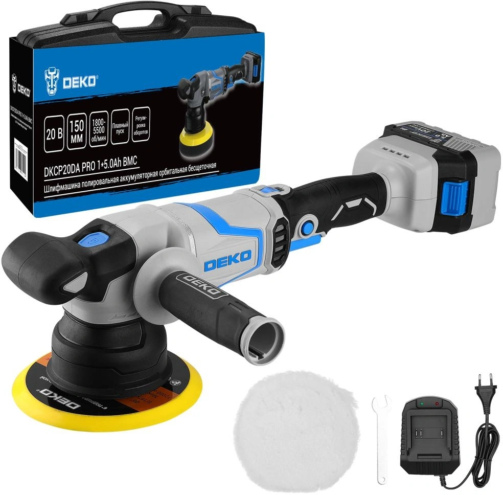 Эксцентриковая шлифмашина Deko DKCP20DA PRO D150мм аккум. жестк.кейс (085-1066)