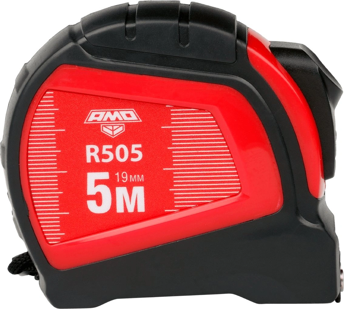 Рулетка строительная Amo R505 дл.полотна 5м изм.шкала в см зацеп простой красный/черный (851650)
