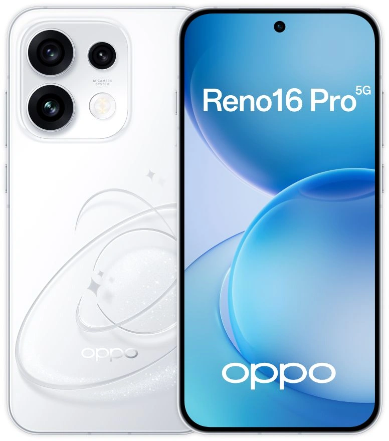 Смартфон Oppo CPH2863 Reno 16 pro 512Gb 12Gb белый моноблок 3G 4G 6.75" Android 802.11 a/b/g/n/ac/ax NFC GPS