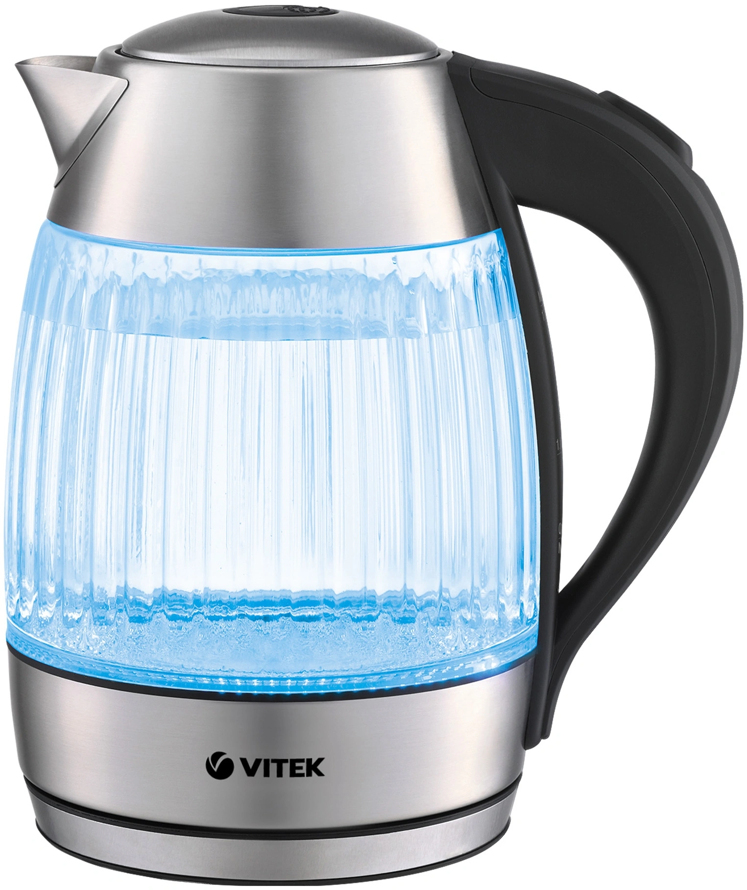 Чайник электрический Vitek VT-7030 1.8л. 2200Вт черный/серебристый корпус: стекло