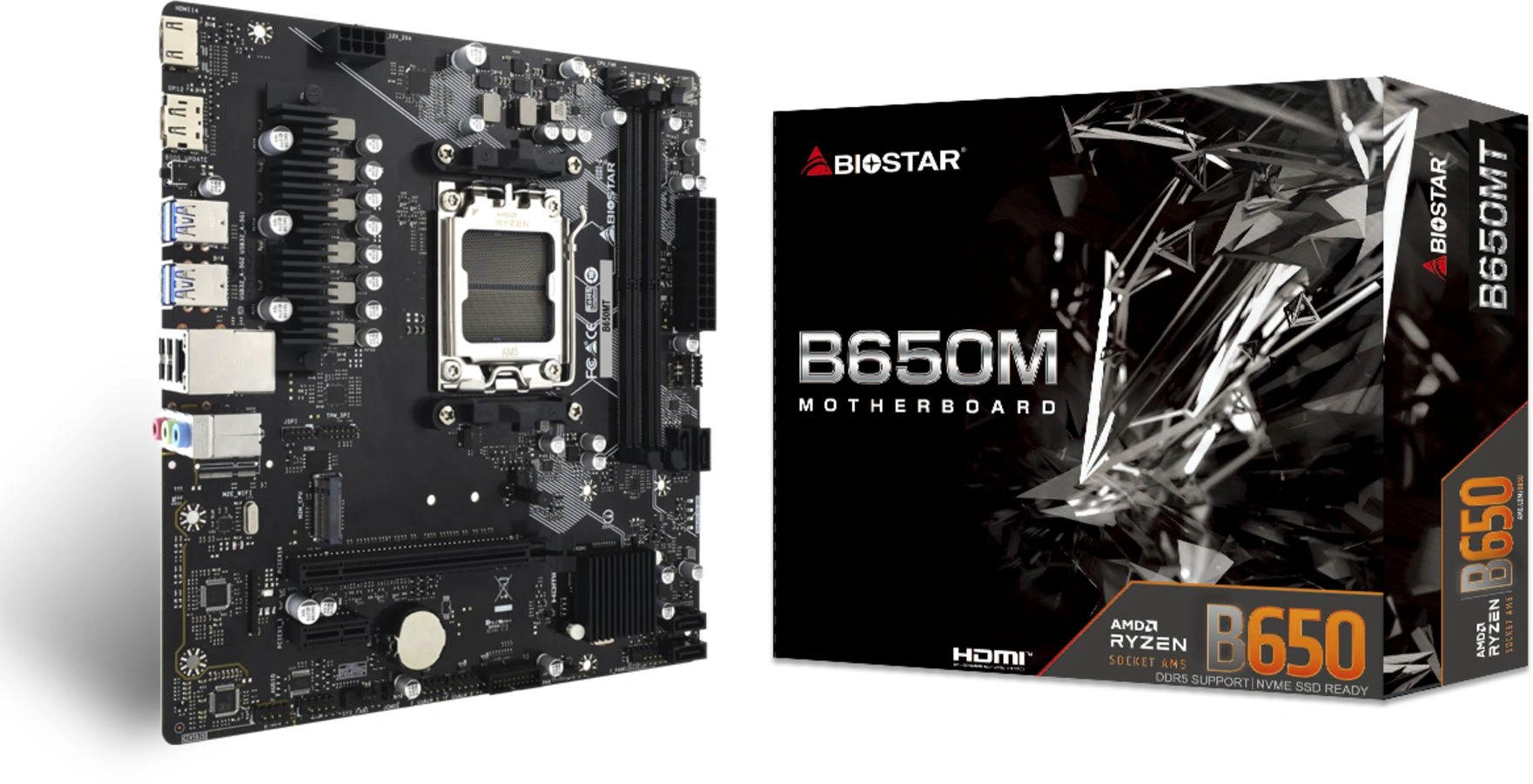 Материнская плата Biostar B650MT Socket AM5 AMD B650 2xDDR5 mATX AC`97 8ch(7.1) GbLAN RAID+HDMI+DP