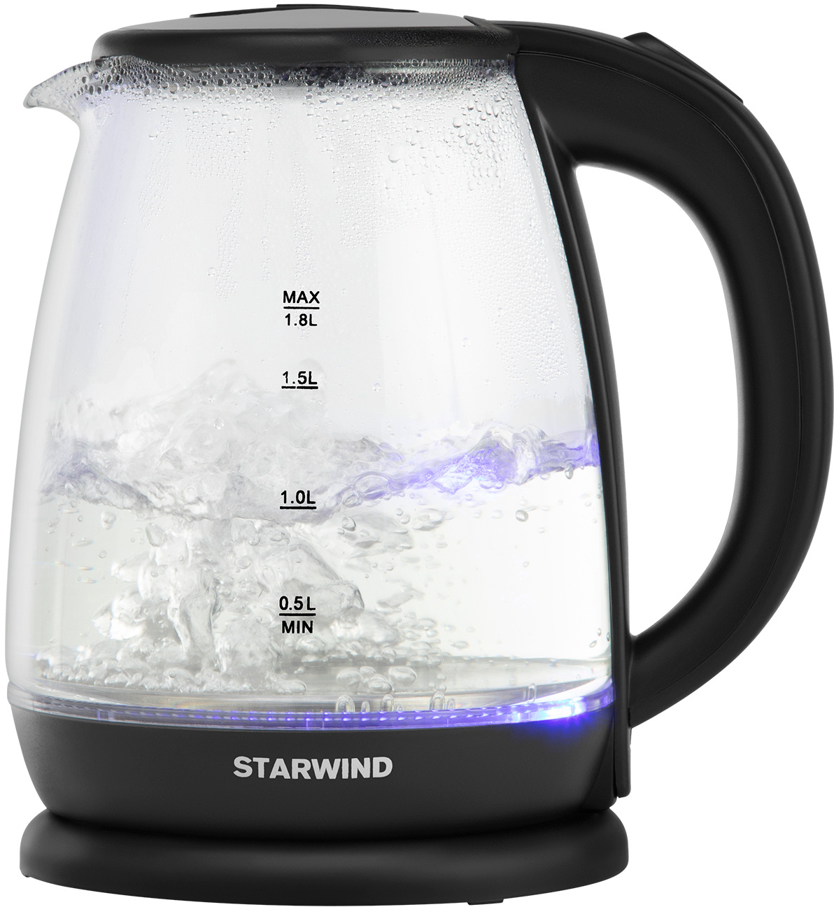 Чайник электрический Starwind SKG1055 1.8л. 1800Вт черный корпус: стекло