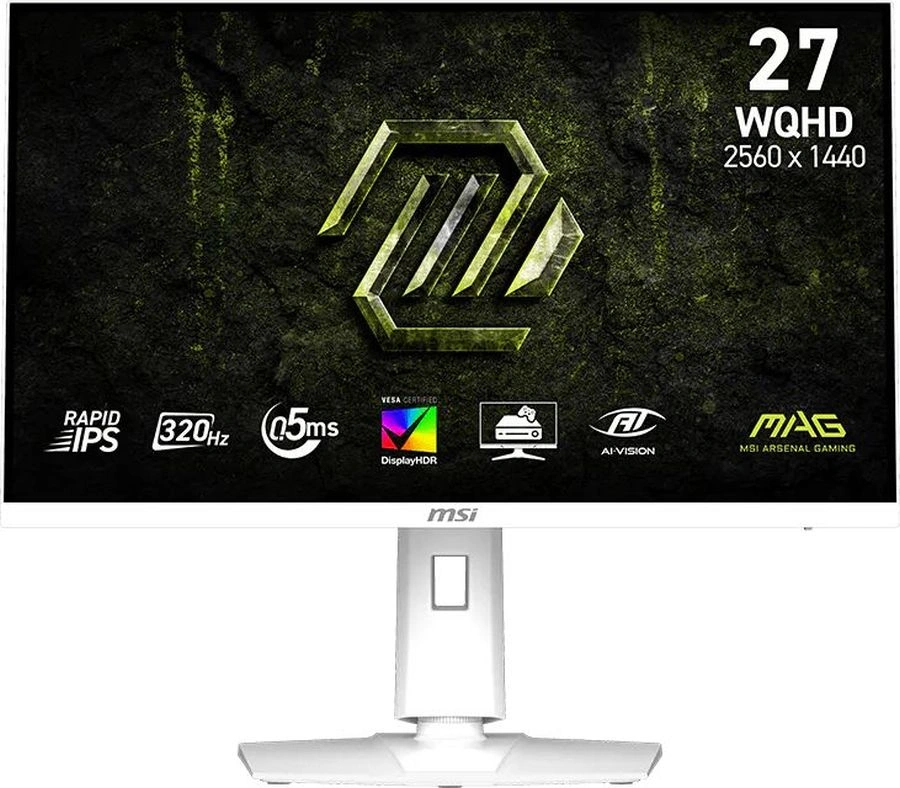 Монитор MSI 27" Mag 274QRFW X32 белый IPS LED 16:9 HDMI матовая HAS Piv 300cd 178гр/178гр 2560x1440 320Hz DP Quad 2K (1440p) 6.7кг