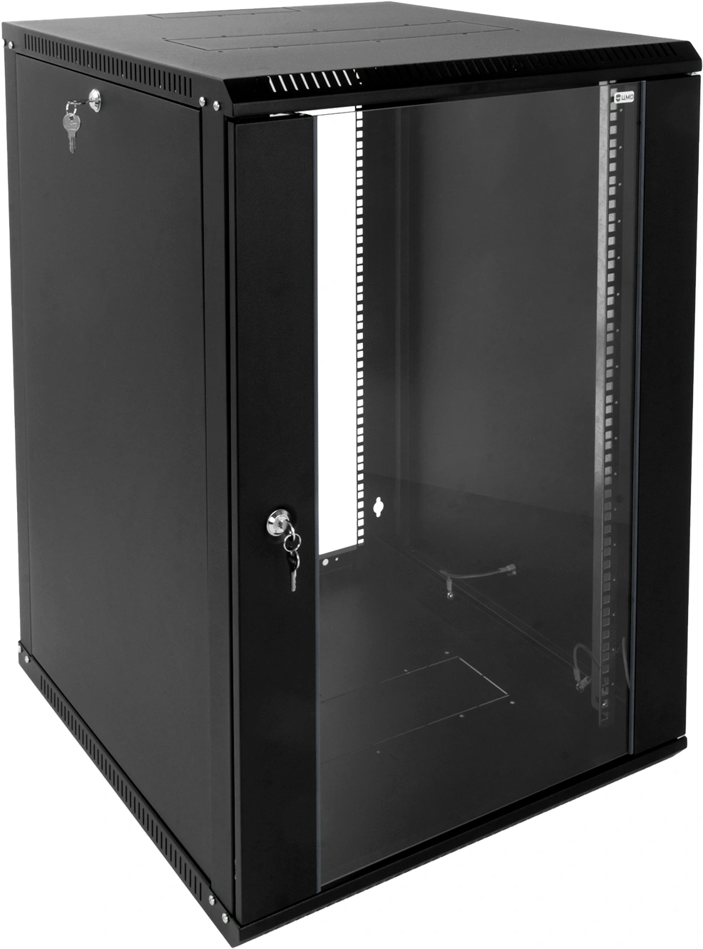 Шкаф коммутационный ЦМО (ШРН-Э-18.350-9005) настенный 18U 600x350мм пер.дв.стекл 85кг черный 300мм 22.14кг 180град. 878мм IP20 сталь