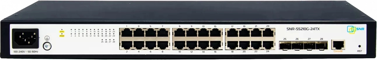 Коммутатор SNR SNR-S5210G-24TX (L2+) 24x1Гбит/с 4SFP+ управляемый