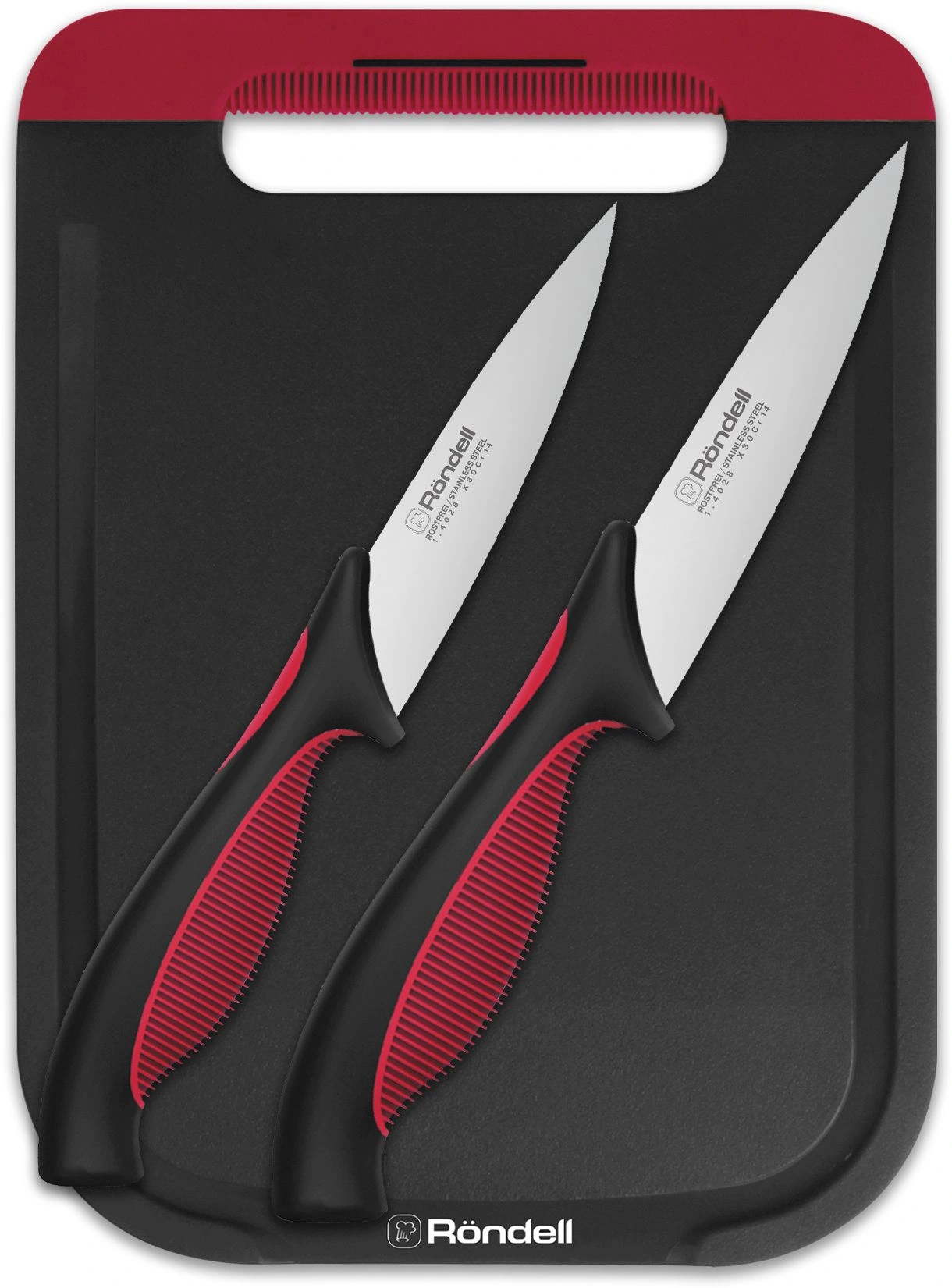 Набор ножей кухон. Rondell Arsenale RD-1975 компл.:3предм. разд.дос. черный/красный блистер