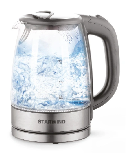 Чайник электрический Starwind SKG2315 1.7л. 2200Вт серый/серебристый корпус: стекло/металл/пластик