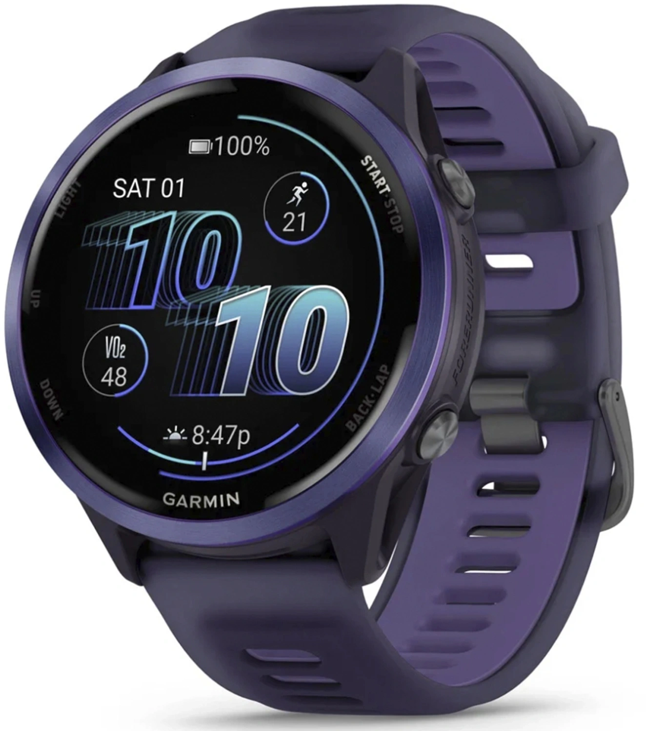 Смарт-часы Garmin Forerunner 570 47мм 1.4" AMOLED корп.фиолетовый рем.фиолетовый разм.брасл.:135-205мм (010-02971-02)