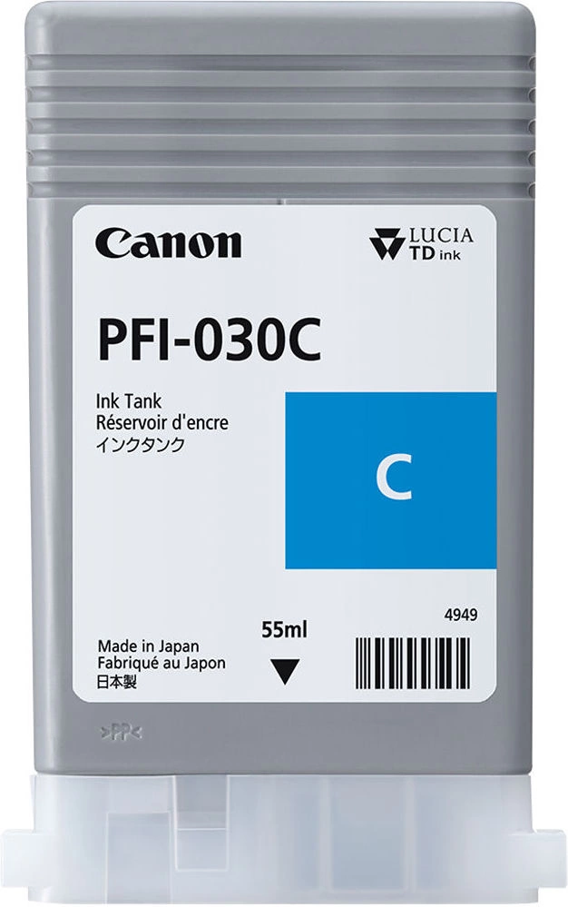 Картридж струйный Canon PFI-030C 3490C001 голубой (55мл) для Canon imagePROGRAF TA-20, TA-30, TM-240, TM-340.