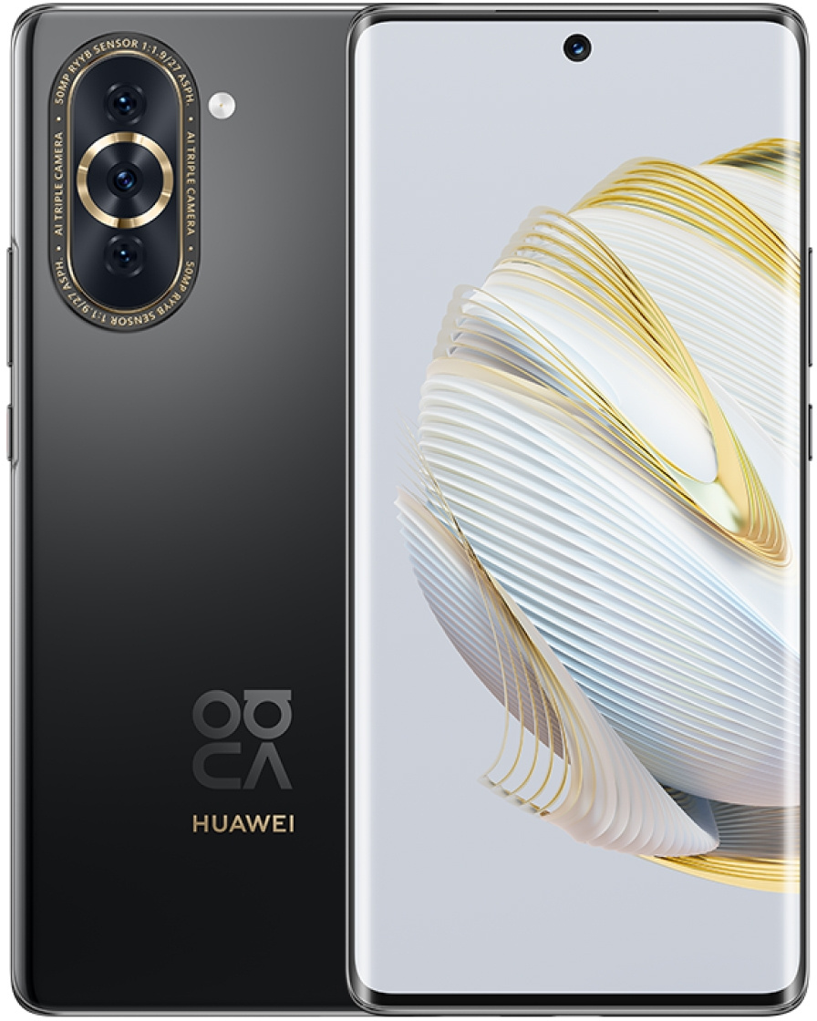 Смартфон Huawei nova 10 128Gb 8Gb черный моноблок 3G 4G 2Sim 6.67" 1080x2400 Android 12 50Mpix 802.11 a/b/g/n/ac/ax NFC GPS GSM900/1800 GSM1900 TouchSc