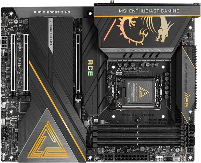 Материнская плата MSI MEG Z890 ACE  Soc-1851 Intel Z890 4xDDR5 ATX AC`97 8ch(7.1) 10Gigabit RAID+HDMI