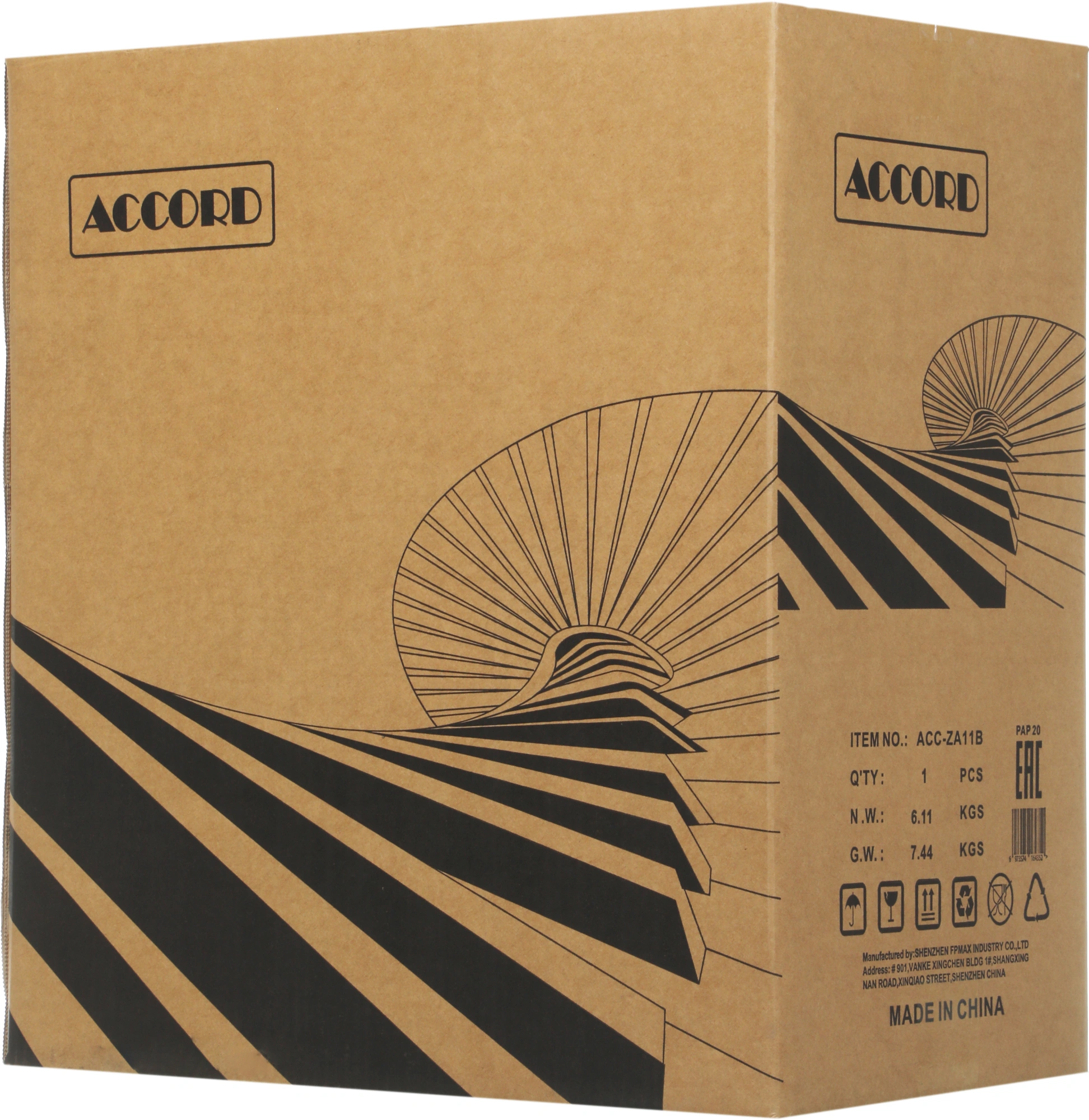 Корпус Accord ACC-ZA11B черный без БП ATX 10x120mm 1xUSB2.0 2xUSB3.0 audio bott PSU