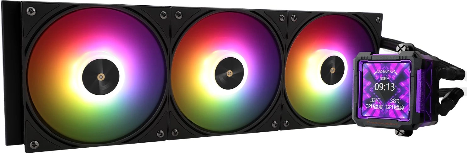 Система водяного охлаждения Thermalright Frozen Warframe Pro 360 ARGB Soc-AM5/AM4/1200/1700/1851 черный 4-pin 29.8dB Al LCD Ret (F-WFRAME-PRO-360-BL-ARGB)