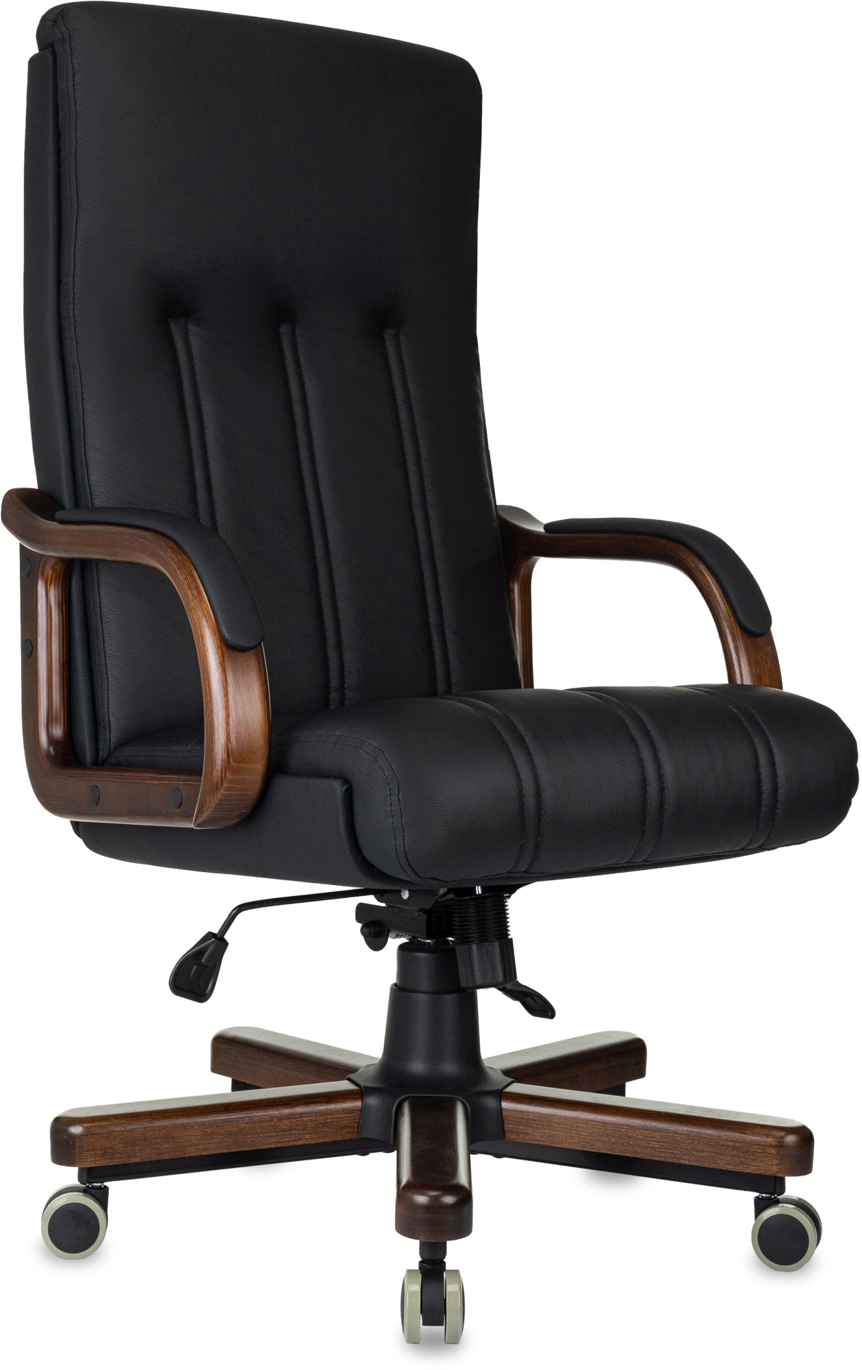 Кресло руководителя Бюрократ T-9932Walnut черный кожа крестов. металл/дерево