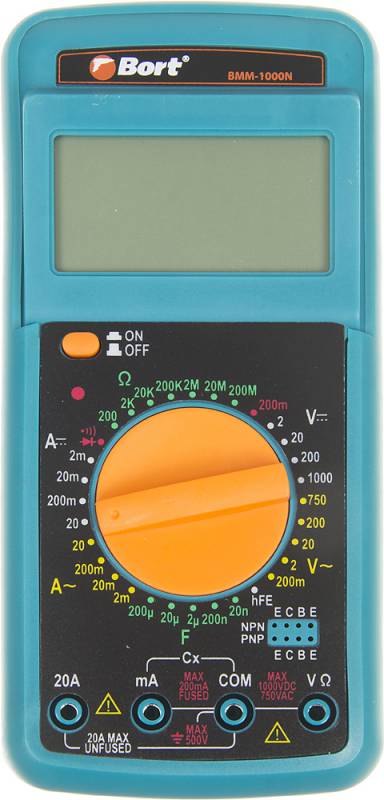 Мультиметр Bort BMM-1000N цифровой бирюзовый (91271143)