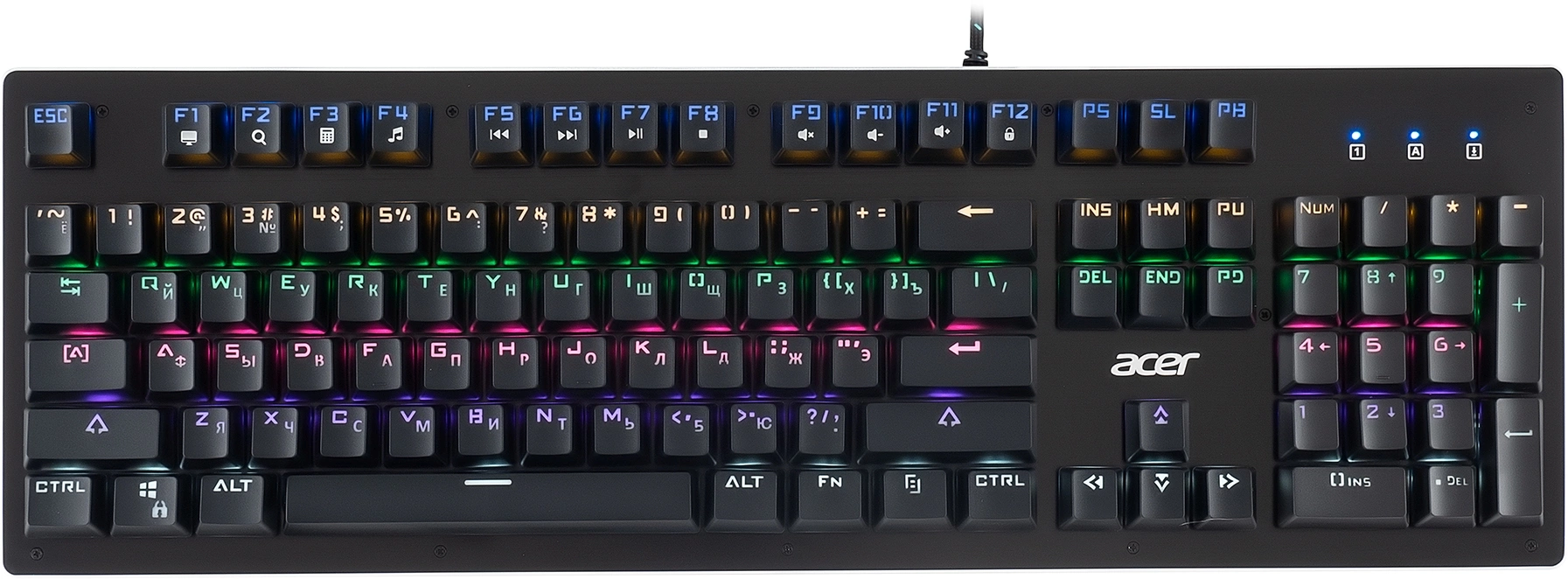 Клавиатура Acer OKW127 механическая черный USB Multimedia for gamer LED (ZL.KBDEE.00H) кабель 1.8м