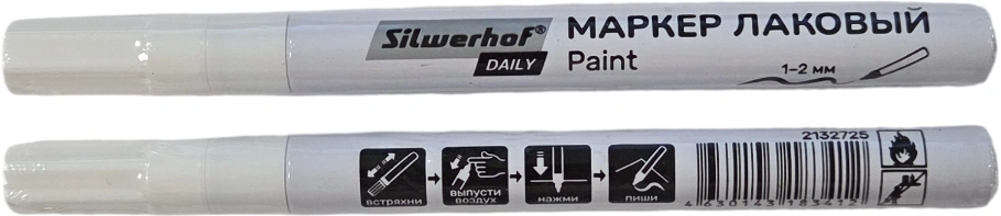 Маркер лаковый Silwerhof Daily Paint пулевидный пиш. наконечник 1-2мм металический корпус белый