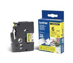 Картридж ленточный Brother TZE611 черный на желтом 6x8 для Brother P-touch