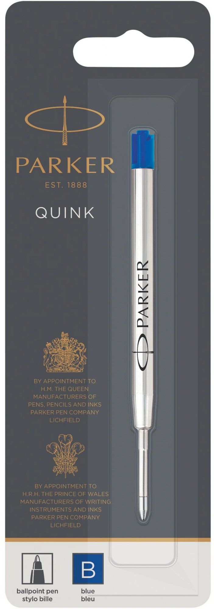 Стержень шариковый Parker QuinkFlow Z08 (1950365) B 1.2мм синие чернила блистер