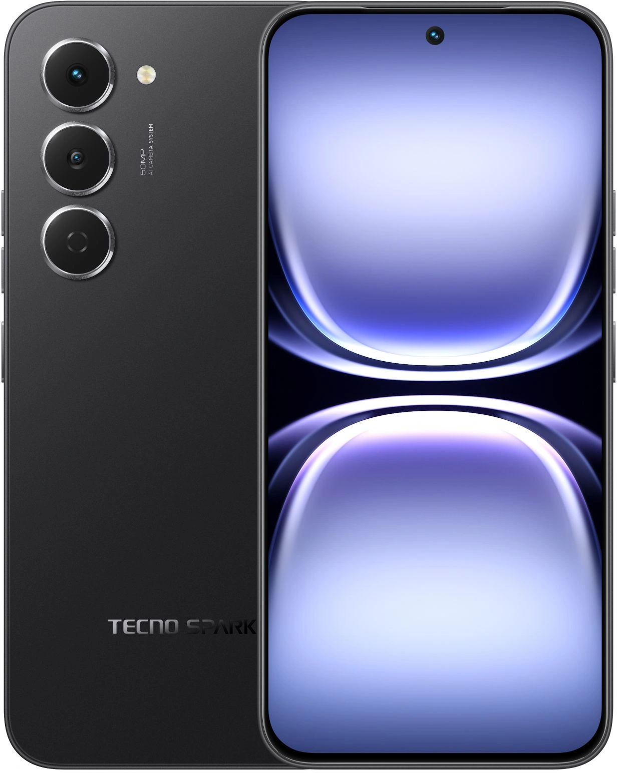 Смартфон Tecno Spark 40 Pro 128Gb 8Gb черный моноблок 3G 4G 2Sim 6.78" 1224x2720 Android 15 50Mpix 802.11 a/b/g/n/ac/ax NFC GPS GSM900/1800 Protect FM