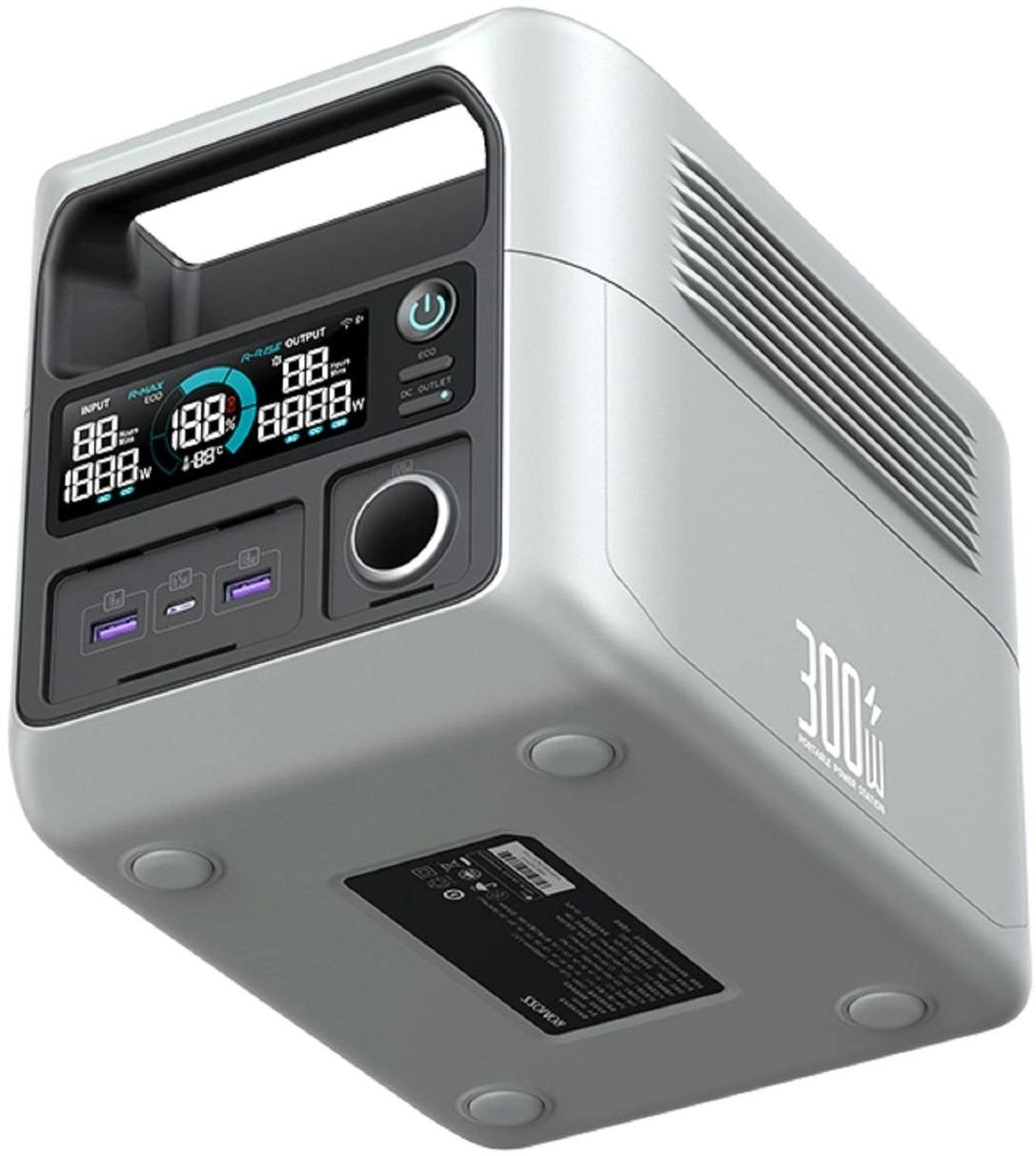 Электростанция портативная Romoss RM300 80000mAh 5A QC3.0/PD3.0 3xUSB солн.бат. беспров.зар. серый