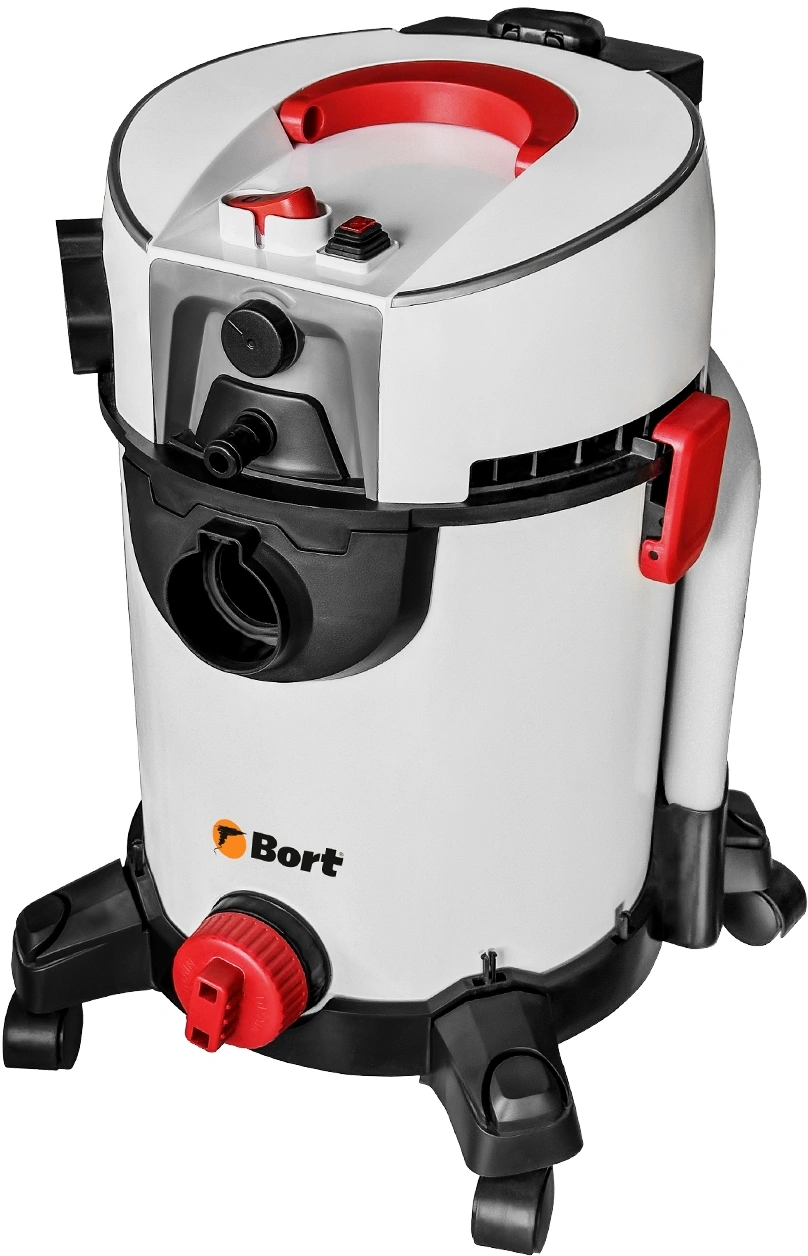 Строительный пылесос Bort BAX-500E 1400Вт (уборка: сухая/влажная) белый